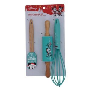 Disney 3 Piece Baking Set (Spatula Rolling Pin Whisk) Festive Kitchen Essentials
